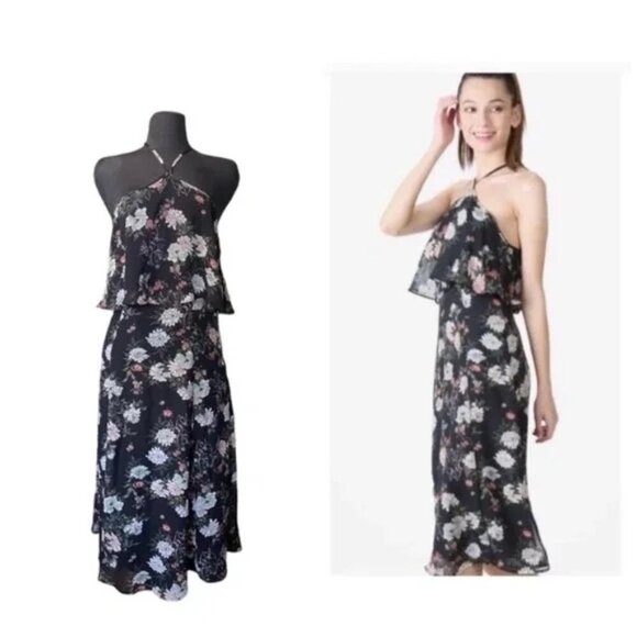 Kimchi Blue Dresses & Skirts - KIMCHI BLUE -  floral print black midi dress Sz 8 NWT